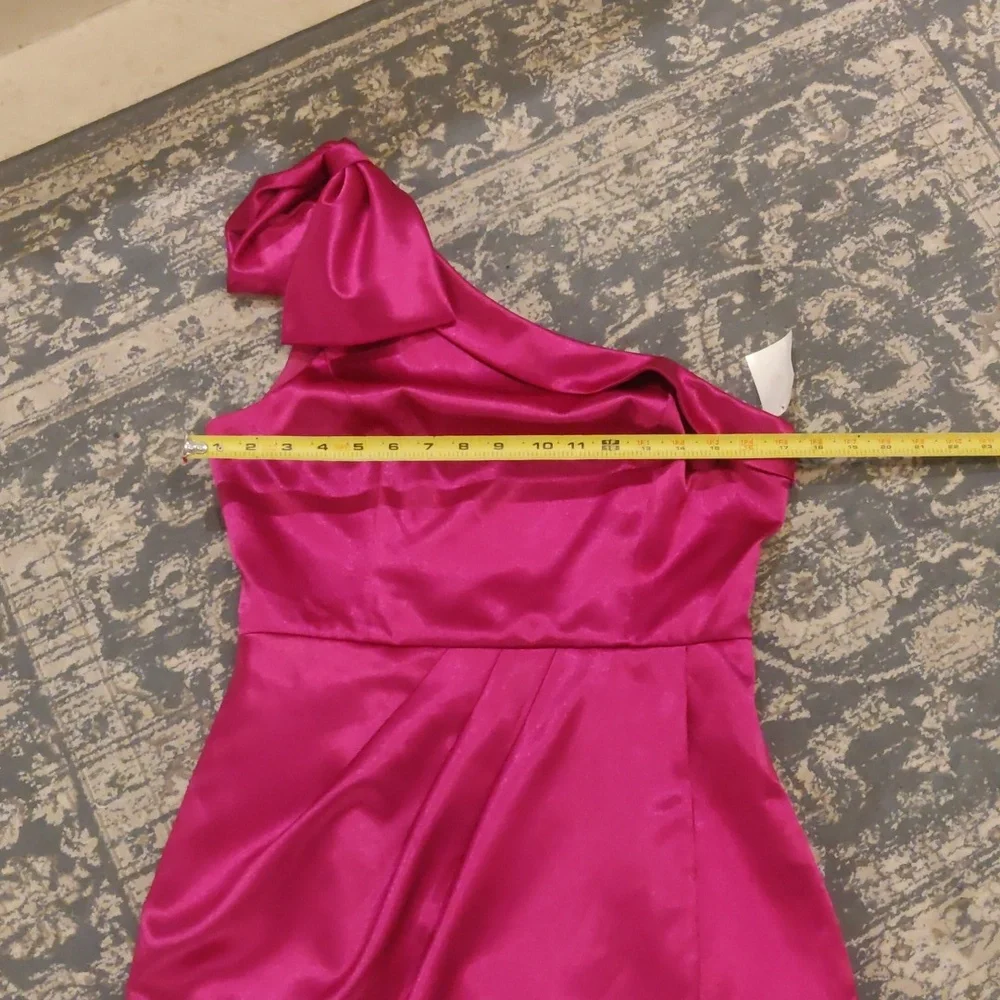 New!Aidan by Aidan Mattox Satin Bow One-Shoulder Mini Dress Y2K Cottagecore Retr - Picture 13 of 16